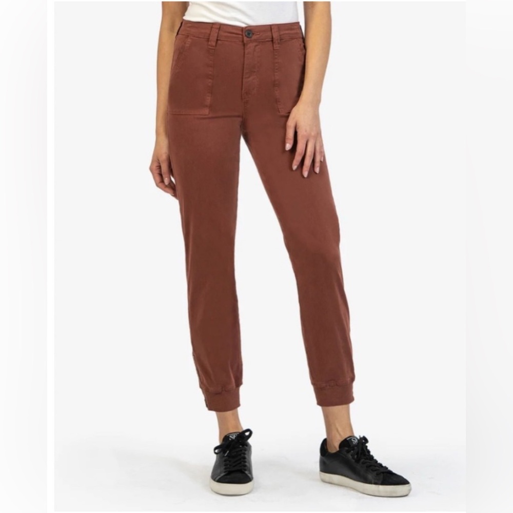 Kut From The Kloth Chris High Rise Joggers Pants in Nutmeg - Size 16 - Picture 2 of 9